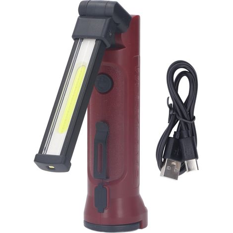 Ortviai Lampe de travail LED pliable rechargeable avec aimant et crochet, étanche IPX4, 5 modes, pour réparation auto et camping