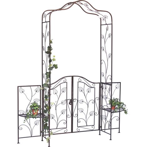 DanDiBo Rosenbogen mit Tor Tür aus Metall 101759 Gartentor 236x186 cm Schmiedeeisen Rankgerüst