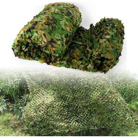 Filet de camouflage pour chasse, armée, chasse, camouflage, camp de couverture, camping, filet de camouflage pour paysage forestier, brise-vue, décoration solaire, extérieur, militaire, 6 x 8 m (1/5)