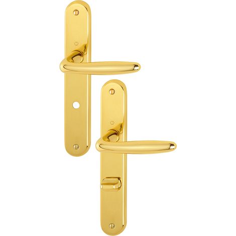 Hoppe – Poignée de porte d'intérieur condamnation/décondamnation – Garniture monobloc laiton poli – Entraxe 195 mm – Épaisseur de porte 40 à 45 mm (1/5)