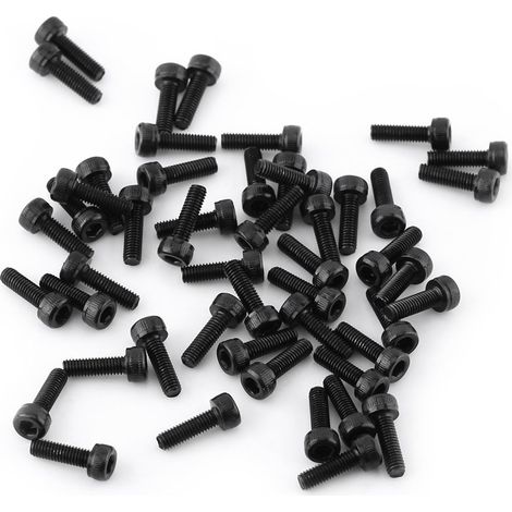 M3 Kit de Assortiment Vis Boulon Tête Cylindrique Six Pans Creux en Acier Allié M3 x 4-50mm(M310mm, Entièrement filetée-50pcs).