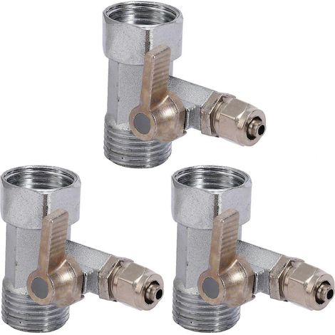 3x Umkehrosmose-Wasseranschlussadapter, 1/2 Zoll auf 1/4 Zoll Kugelhahn, Silber (1/5)