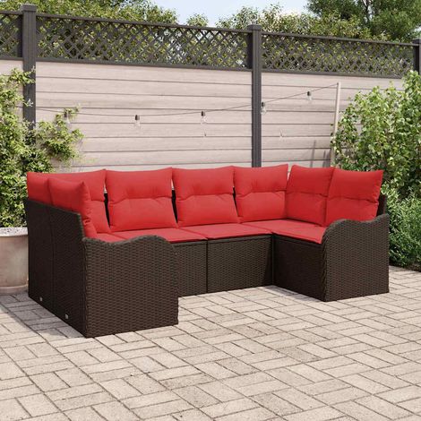 Teenpull – Sofa Set 6 Stk. Braun [Synthetisch]: Poly Rattan (1/5)