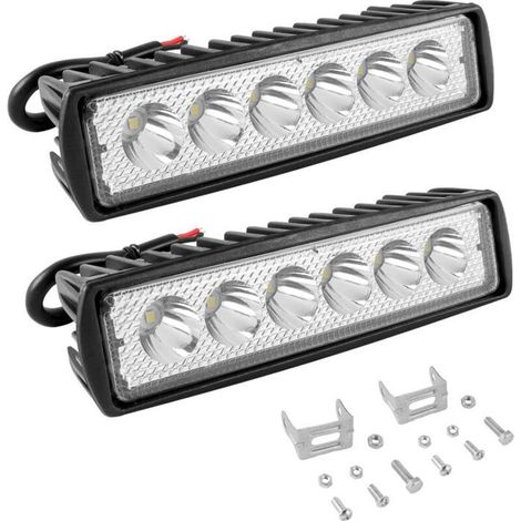 2 phares travail LED 18W 12V , projecteur spot flood antibrouillard , pour moto SUV camion offroad (1/4)