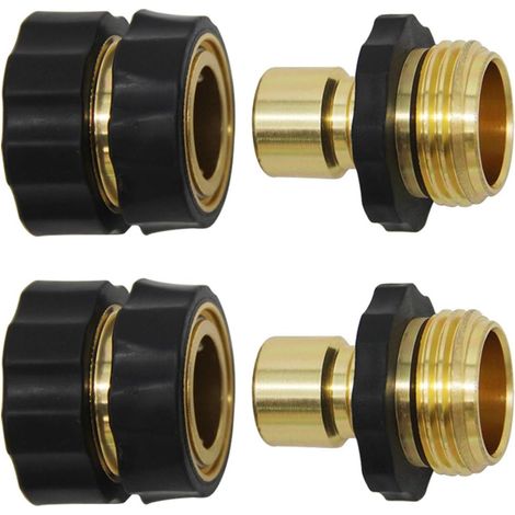 Kit de raccords rapides pour tuyau d'arrosage 3/4 pouce (mâle + femelle), raccords de jardin, 2 kits au total (1/5)