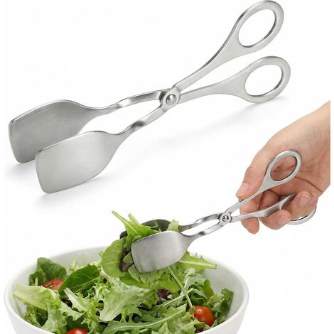 Pince à ciseaux en acier inoxydable, 18,3 cm, pince de cuisine multi-usage, pince alimentaire résistante à la chaleur, pour cuisiner, griller, servir et pâtisserie, poignée antidérapante (1/5)