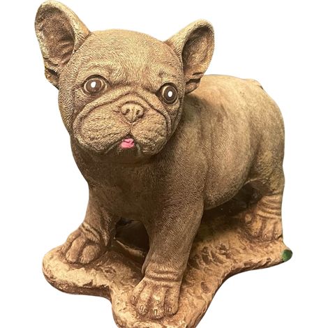Pequeño bulldog único hecho de piedra color arena (1/5)