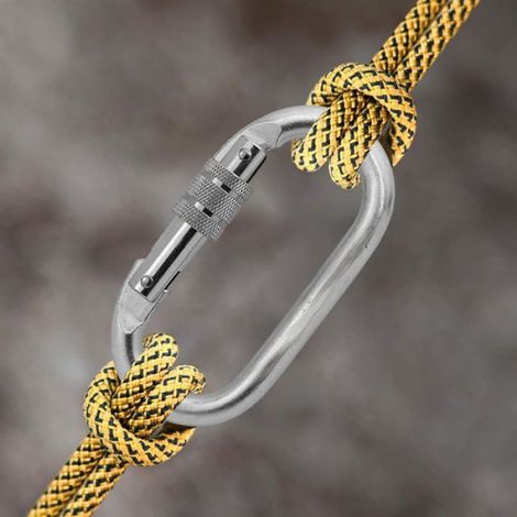 Mousqueton ovale robuste à visser 25kN, pour hamac, corde, randonnée, camping intérieur et extérieur (1/5)