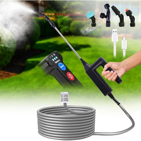 Rechargeable Multi-Speed Pressure Electric Sprayer Telescopic Pole with 5M Hose and 4 Nozzles, Portable Garden Sprayer for Patio, Lawn, Car Wash (1/5)