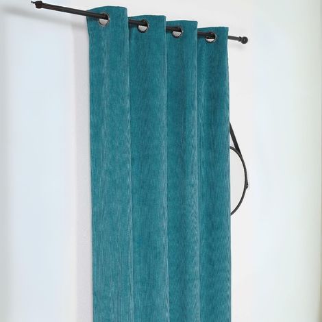 Rideau obscurcissant et isolant en velours côtelé Bleu 140x260 cm (1/3)