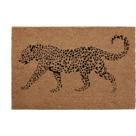 Premier Housewares Leopard Design Door Mat / Non Slip Floor Mat Indoor and Outdoor Welcome Mat With Robust Coir For Door Entrances / House Entryway / Kitchen / Outside Porch 40 x 2 x 60 (1/5)