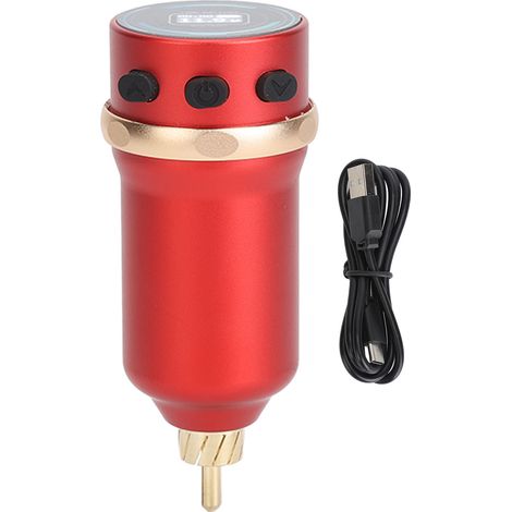 Alimentation sans fil pour tatouage 1600mAh, batterie rechargeable 4-12V réglable, interface RCA, machine à tatouer rouge (1/5)