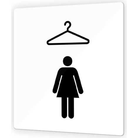 Pictogramme panneau signalétique format 9 x 9 cm en Plexi Picto Noir - Modèle Vestiaires Femmes (1/3)