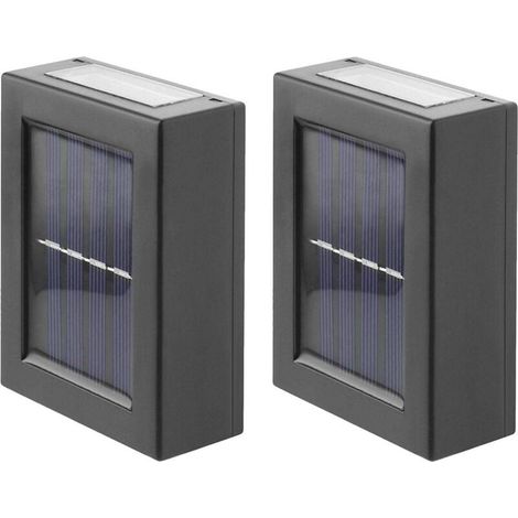 Lot de 2 appliques murales solaires d'extérieur Blanc froid - Lot de 2 appliques murales solaires d'extérieur Blanc froid (1/5)