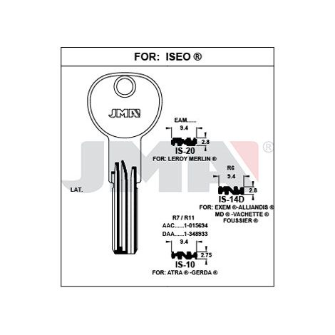 JMA llave punto jma is-10 (caja 10) , DETALLES
Referencia            IS-10                                                     
Fabricante             ISEO