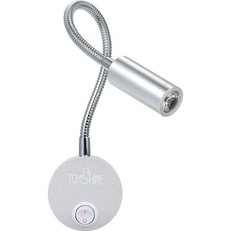1 Applique Murale LED, Tube Flexible Réglable 360°, Interrupteur Intégré, Aluminium Argent, pour Chambre Lecture Salle de Bain (1/5)