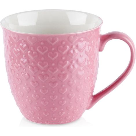Taza grande de cerámica para bebidas: café, té, hierbas, rosa, 580 ml. (1/5)
