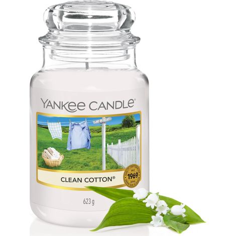 Grande Bougie en Jarre, Parfum Coton Fraîchement Lavé, 623 g (1/5)