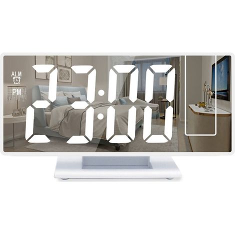 GABRIELLE - Reloj despertador digital con proyección para personas que duermen profundamente, reloj digital para dormitorio con gran pantalla LED, 12/24 h, puerto de carga USB, función de repetición,  (1/5)