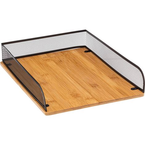 5Five Simply Smart – Range-documents en métal et bambou – Dimensions 35x26x6,6cm – Certification FSC – Rangement de bureau élégant et durable (1/3)