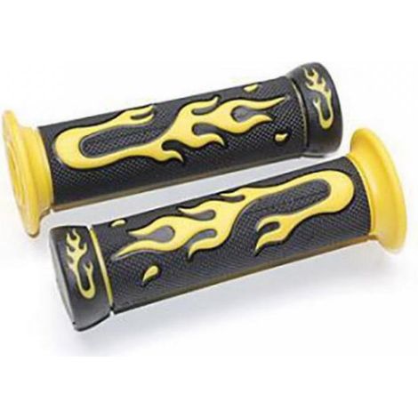Paar Griff tuning one schwarz gelb Flammenmuster für Motorrad