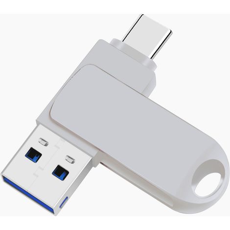 Clé USB-C 64 Go, USB 3.0 avec porte-clés, clé USB OTG 2 en 1, pivotante, pour PC, tablette, Mac, MacBook et smartphone USB-C (argent) (1/5)