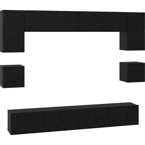 Ensemble meuble TV Banc TV Armoire TV 8 pcs Chêne noir Bois d'ingénierie (1/5)