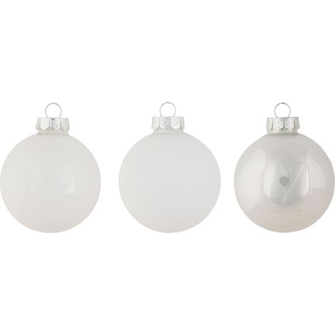 Lot de 24 Boules Noel en Verre, Shiny Matt Blanc, D6 Cm (1/3)