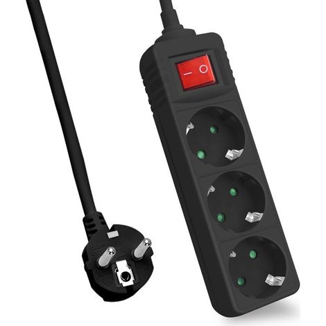 HELOS MULTIPRISE CLASSIC 3 PRISES AVEC INTERRUPTEUR NOIR 1,5 M 262803