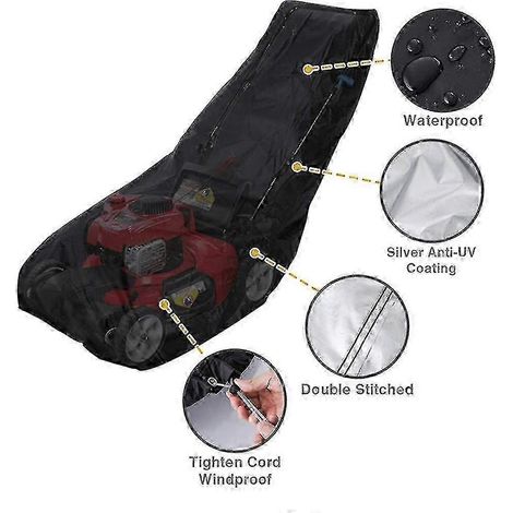 Housse de protection pour tondeuse à gazon, résistante et imperméable, en polyester anti-poussière et anti-UV avec cordon de serrage sécurisé (1/4)