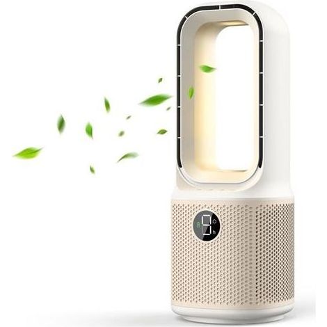 Ventilateur de table compact et silencieux sans pales, 9 vitesses, flux d'air puissant, avec veilleuse et minuterie (1/5)