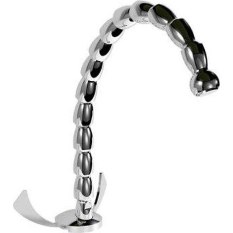 Rubinetto Cucina Miscelatore Doppio Comando Lavello Canna Tonda in Acciaio Dumbo Inox (1/4)