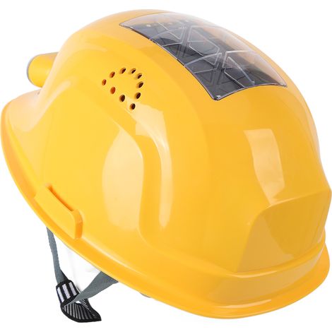 Casque de chantier renforcé haute résistance avec ventilateur solaire intégré, refroidissement efficace, batterie rechargeable intégrée, norme US 100-240V, usage professionnel BTP. (1/5)