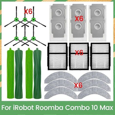 Brosse principale, filtre HEPA, lingette et sac à poussière pour iRobot Roomba Combo 10 Max - Pièces détachées et accessoires de nettoyage performants (1/5)