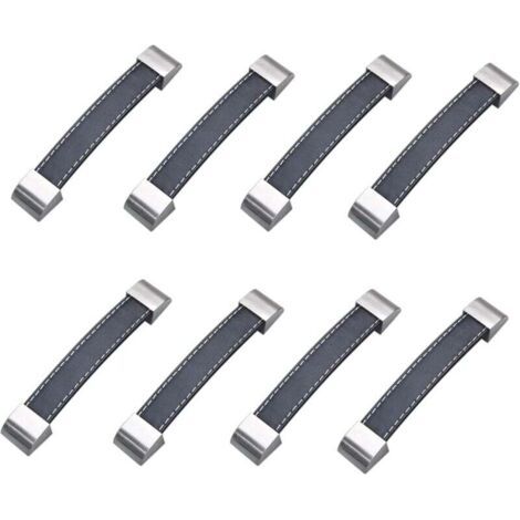 8Pcs Poignée de Cabinet Poignées de Porte de Tiroir,Poignée de Cabinet Doux en Cuir PU pour Portes Armoires Armoires Valise,128mm (1/4)