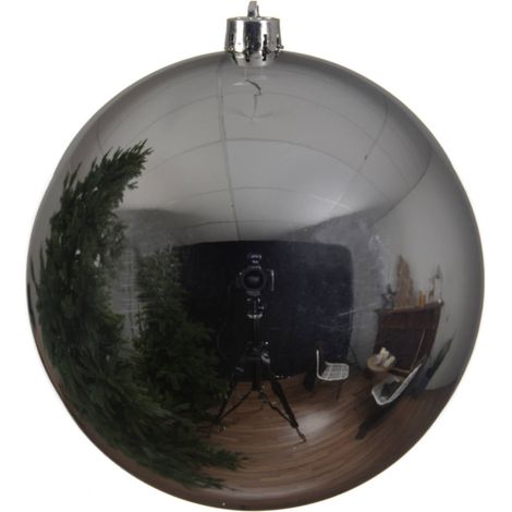 Bruchfeste Outdoor XL Weihnachtskugel Silberfarben Ø 20 cm aus Kunststoff