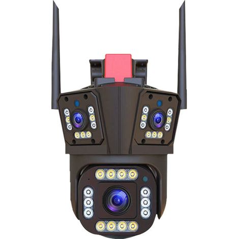 Telecamera di sorveglianza WiFi Q323 con tripla lente, PTZ da 4 MP - Vista panoramica a 360°, tracciamento automatico, visione notturna a infrarossi fino a 20 m, audio bidirezionale, rilevamento del m