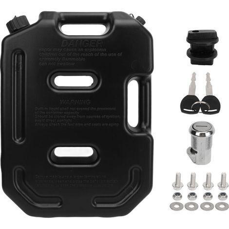 Jerrican essence 10L noir – Bidon anti-fuite léger en ABS – Résistant aux chocs pour moto, ATV, UTV – Norme sécurité carburant (1/5)