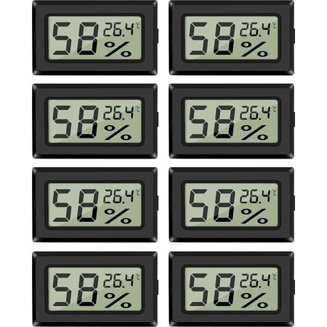 Lot de 8 mini-hygromètres thermomètres numériques Capteur de température Plage -50 à 70 °C Alimentation par 2 piles bouton AG13 (1/4)
