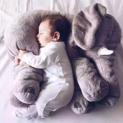 Oreiller Peluche Éléphant - 60 cm - En Coton Doux - Pour Enfants À Partir De 3 Ans - 1 Pièce (1/4)
