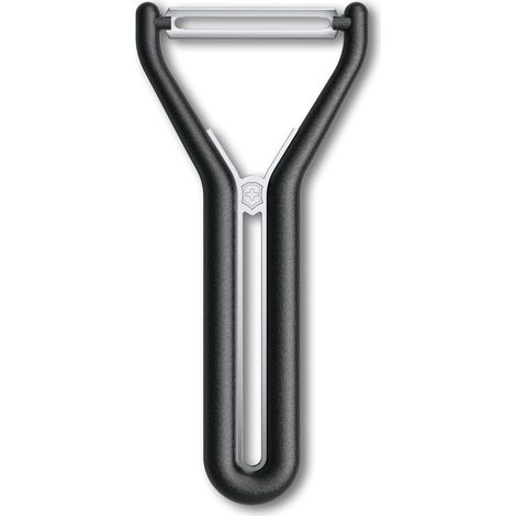 Victorinox Pelapatate Nova-Y, Pelaverdure Universale, per Frutta e Verdura, Bordo Dritto, Doppio Taglio, Extra Affilato, Swiss Made, Nero