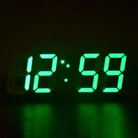 Sveglia digitale a LED, orologio da parete 3D, orologio da tavolo compatto e silenzioso con funzione snooze e luce notturna per camera da letto, soggiorno e scrivania, 25,7 cm - Verde (1/4)