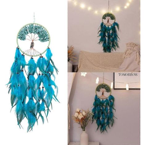 Attrape-rêves en forme d'arbre, pendentif hibou bohème fait main, décoration murale en plumes (1/4)