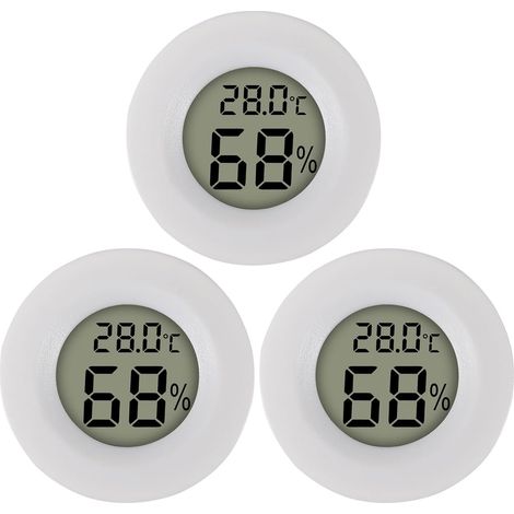 Lot de 3 Mini Thermomètres Hygromètres Digitaux LCD – Mesure Température et Humidité Intérieure pour Reptiles, Bébé, Serre, Cave, Humidificateur (1/5)