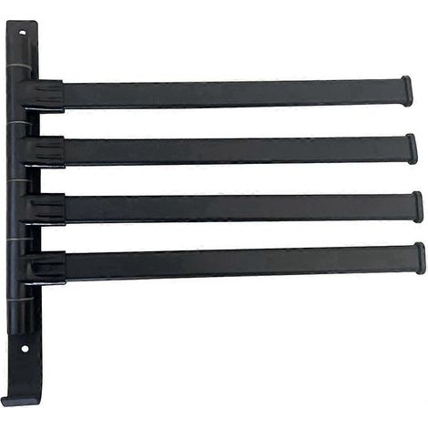 Schwenkbarer Handtuchhalter, schwarze 4-armige Wandhandtuchstange, rostfrei, 180°-Drehung. (1/5)