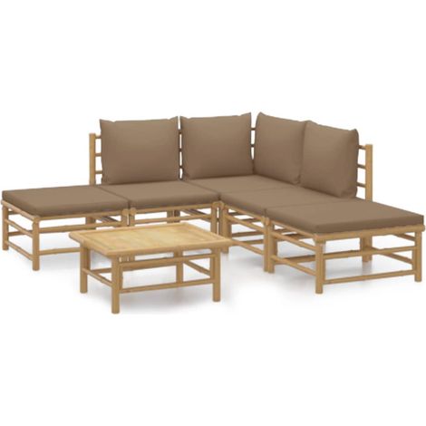 Maison Exclusive - Set Salotto da Giardino 6pz con Cuscini Tortora Bambù