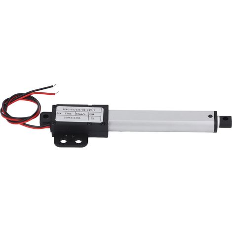 Mini actionneur linéaire à ailettes 24 V CC, actionneur linéaire électrique télescopique automatique, poussée de 20 N, course de 75 mm, vitesse de 30 mm/s (1/5)