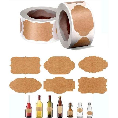 600 Pièces Autocollants D'étiquettes en Papier Kraft, Étiquettes Autocollantes, D'autocollants de Bureau et de Cuisine, Utilisé pour le Dossier,Bouteilles Confiture Bocaux, les Emballages Cadeaux (1/4)