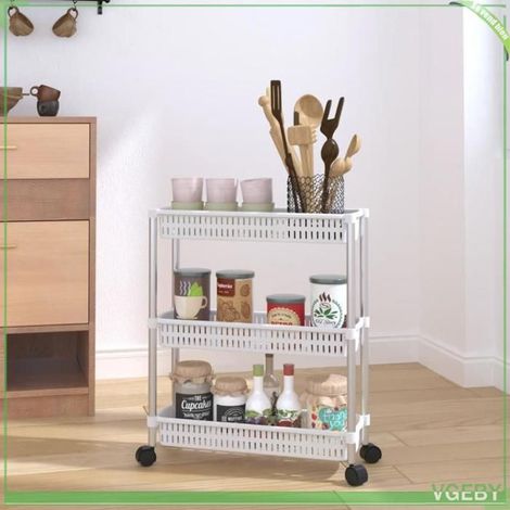 344380 Chariot de rangement à 3 niveaux Argenté et blanc Aluminium (1/5)