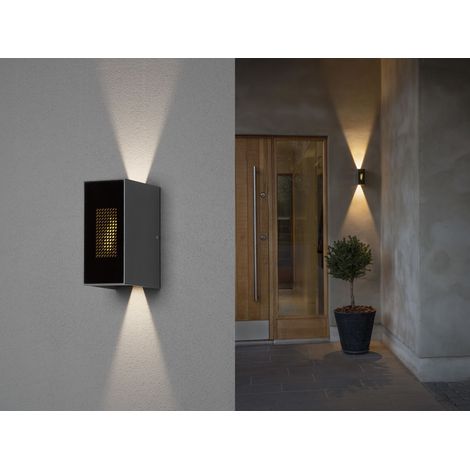 LED Außenwandleuchte CREMONA in Anthrazit mit einstellbarer LED Flamme Höhe 17cm (1/5)